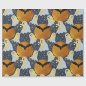 それほど不気味ではない幽霊たちオレンジの包装紙 ラッピングペーパー (フラット)