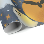 それほど不気味ではない幽霊たちオレンジの包装紙 ラッピングペーパー (ロールコーナー)