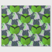 それほど不気味ではない幽霊たちグリーンラッピング紙 ラッピングペーパー (フラット)