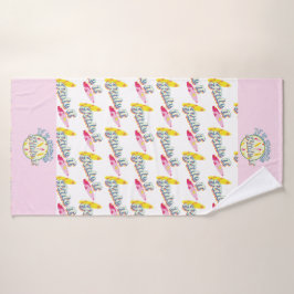 それもしはピンクのサーフィンに乗って膨らむガーリー バスタオルセット