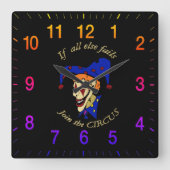 それもし以外はCIRCUSブルーピエロ スクエア壁時計 (正面)