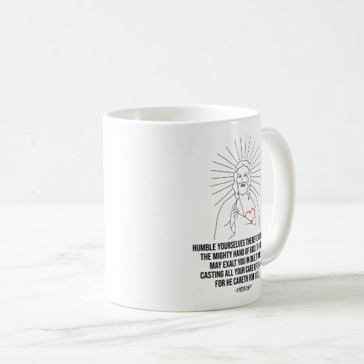 それゆえ、自分を力強い手の下で謙遜しなさい コーヒーマグカップ (正面右)