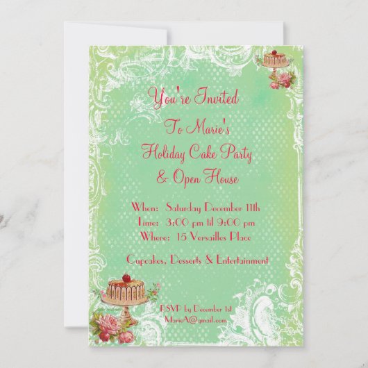 それらがケーキの休日のパーティを食べるようにして下さい 招待状 (正面)