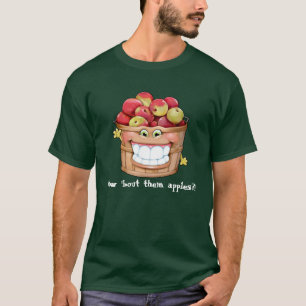 それらについてりんごいかにか。! 幸せなりんご! Tシャツ