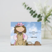 それらに乗って下さいパーソナライズな女性のカーボーイはあなたまたはNotecardを感謝していしてい サンキューカード (スタンド正面)