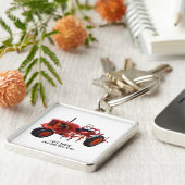 それらの古く赤いトラクターKeychainを愛して下さい キーホルダー (側面)