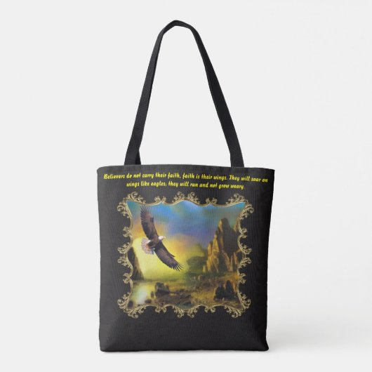 それらはワシのような翼で上昇します。 金ゴールドフレーム トートバッグ (裏面)