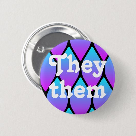 それらまたはそれらはドラゴン代名詞ボタンをはかりで測ました 缶バッジ (正面&裏面)