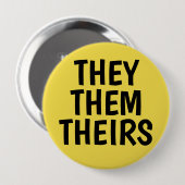 それらまたはそれらまたは彼等の物は代名詞背景を黄色にします 缶バッジ (正面&裏面)