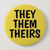 それらまたはそれらまたは彼等の物は代名詞背景を黄色にします 缶バッジ (正面)