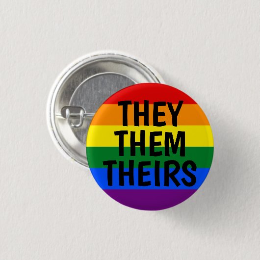 それらまたはそれらまたは彼等の物代名詞の虹のプライドの旗 缶バッジ (正面&裏面)