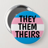 それらまたはそれらまたは彼等の物代名詞TRANSのプライドの旗 缶バッジ (正面&裏面)