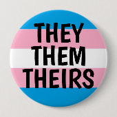 それらまたはそれらまたは彼等の物代名詞TRANSのプライドの旗 缶バッジ (正面)