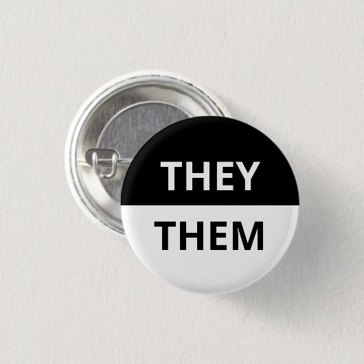 それらまたはそれら代名詞の黒く及び白いバッジ 缶バッジ (正面&裏面)