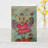 それをすることができます! ダンサーのブタの挨拶状 カード (黄色い花)