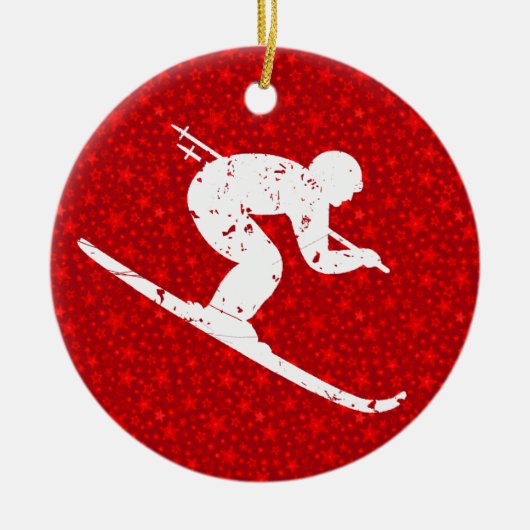 それをのスキーヤー個人化して下さい セラミックオーナメント (正面)