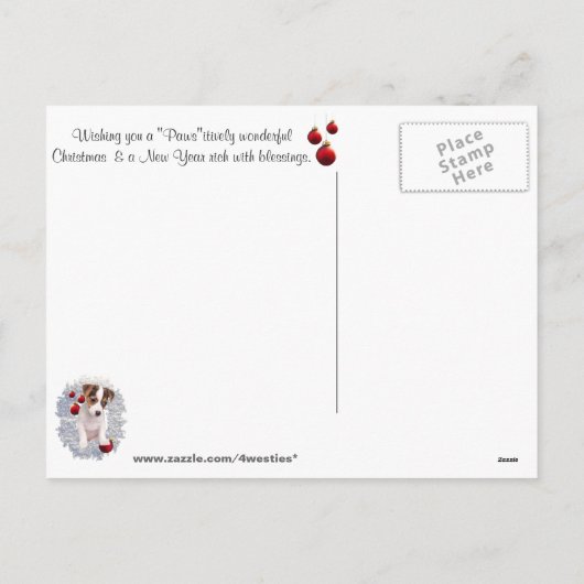 それをカスタマイズ!  ジャックラッセルテリアのクリスマスの願い シーズンポストカード (裏面)