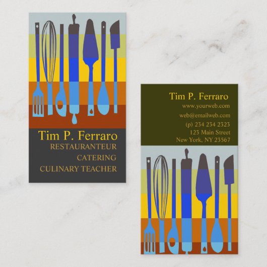 それをベーカリーのペストリーの食糧食料調達の料理用のシェフ打って下さい 名刺 (正面/裏面)