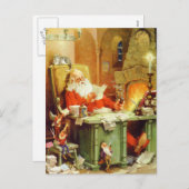 それを二度点検するリストを作っているサンタクロース シーズンポストカード (正面/裏面)