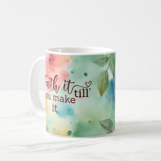 それを作るまでそれを信じるフローラの水色マグ コーヒーマグカップ (正面左)