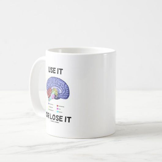 それを使用しますか、または失って下さい(頭脳の解剖学のユーモアの発言) コーヒーマグカップ (正面左)