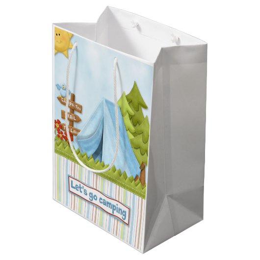 それを大体の形にしますキャンプくまおよびテントのギフトバッグ ミディアムペーパーバッグ (裏面アングル)