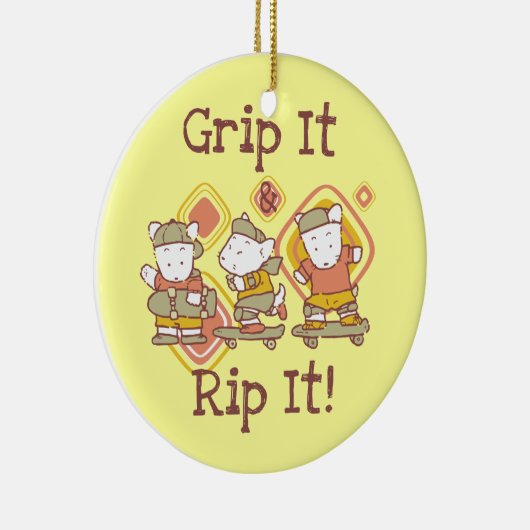 それを握り、スケートボードをする裂いて下さい セラミックオーナメント (右)