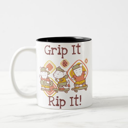 それを握り、スケートボードをする裂いて下さい ツートーンマグカップ (左)