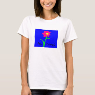 それを明るい色の花が付いているシンプルなTシャツ保って下さい Tシャツ