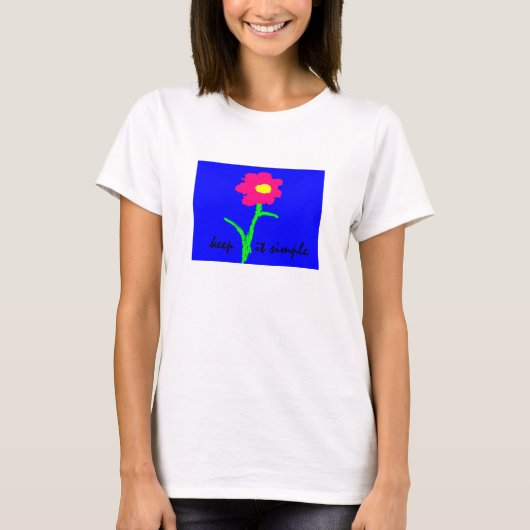 それを明るい色の花が付いているシンプルなTシャツ保って下さい Tシャツ (正面)