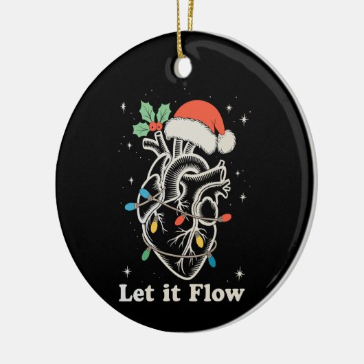 それを流すハート心ナースクリスマスクリスマス セラミックオーナメント (左)