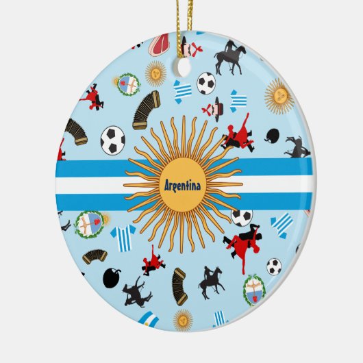 それを渡る旗が付いているアルゼンチンの項目 セラミックオーナメント (左)