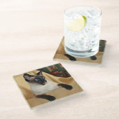 それを舐めているこっけいなシールポイントシャム猫は鼻です ガラスコースター (アングル)