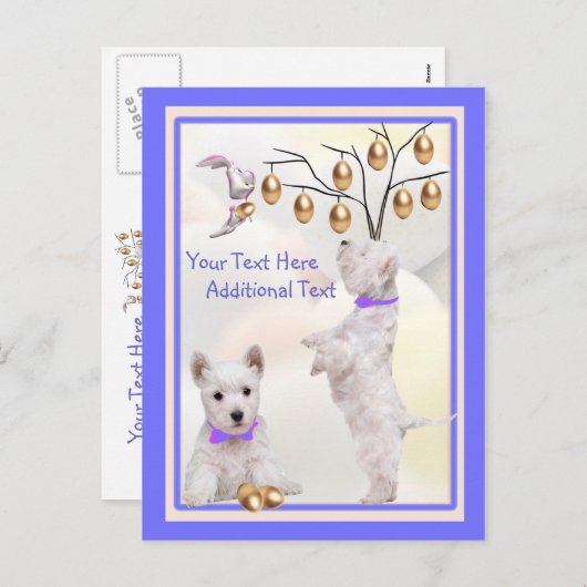 それをWestieの子犬のイースター郵便はがきカスタマイズ シーズンポストカード (正面/裏面)