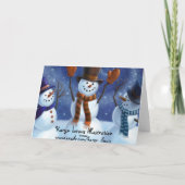 それクリスマスカード割り当てられる雪だるまの雪が降るため シーズンカード (裏面)