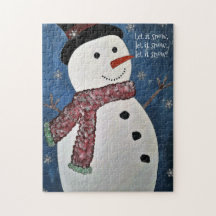 それパズル割り当てられるクリスマスの雪だるまの雪が降るため