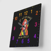 それ以外もしはCIRCUSの女性ピエロ スクエア壁時計 (傾斜)