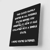 それ倒れました! 量子物理学のユーモア スクエア壁時計 (傾斜)