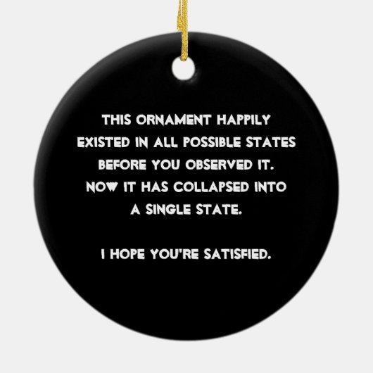 それ倒れました! 量子物理学のユーモア セラミックオーナメント (裏面)