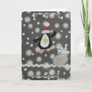 それ割り当てられる雪が降るため! ペンギンの休日のクリスマスカード シーズンカード
