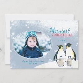 それ割り当てられる雪が降るため! ペンギン家族の休日の写真 シーズンカード