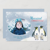それ割り当てられる雪が降るため! ペンギン家族の休日の写真 シーズンカード (正面/裏面)