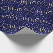 それ割り当てられる|の海軍及び金ゴールドの雪が降るため星明かりの夜Chrismas ラッピングペーパー (角)