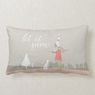 それ女の子およびバニー割り当てられる雪が降るため ランバークッション