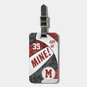 それ得！ガールズマルーンブラックバレーボールチームカラー ラゲッジタグ (正面縦)