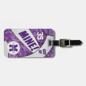 それ得!女子の紫の白バレーボールのチームカラー ラゲッジタグ (正面横)