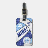 それ得！女子の青い白いバレーボールのチームカラー ラゲッジタグ (正面縦)