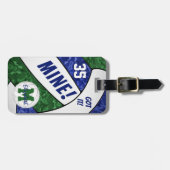 それ得!女子の青い緑のバレーボールのチームカラー ラゲッジタグ (正面横)