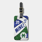 それ得!女子の青い緑のバレーボールのチームカラー ラゲッジタグ (正面縦)
