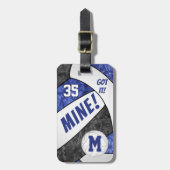 それ得!女子ブルーブラックバレーボールチームカラー ラゲッジタグ (正面縦)